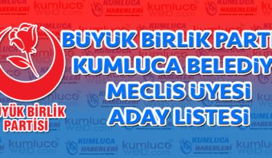Büyük Birlik Partisi Kumluca Meclis Encümen Listesi
