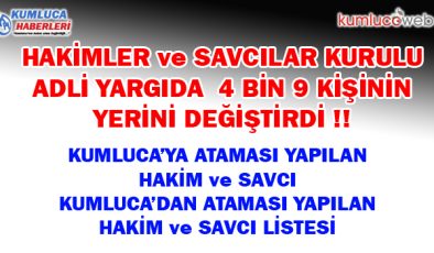 Kumluca ya Atanan Hakim Ve Savcı İsim Listesi 2024