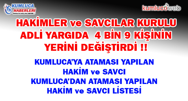 Kumluca ya Atanan Hakim Ve Savcı İsim Listesi 2024